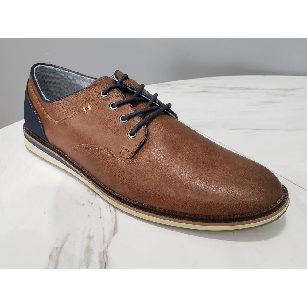 NEW NO BOX Sonoma Freer BROWN Cognac Men's Size 13 Shoes Sneaker Dress SHoe WOrk